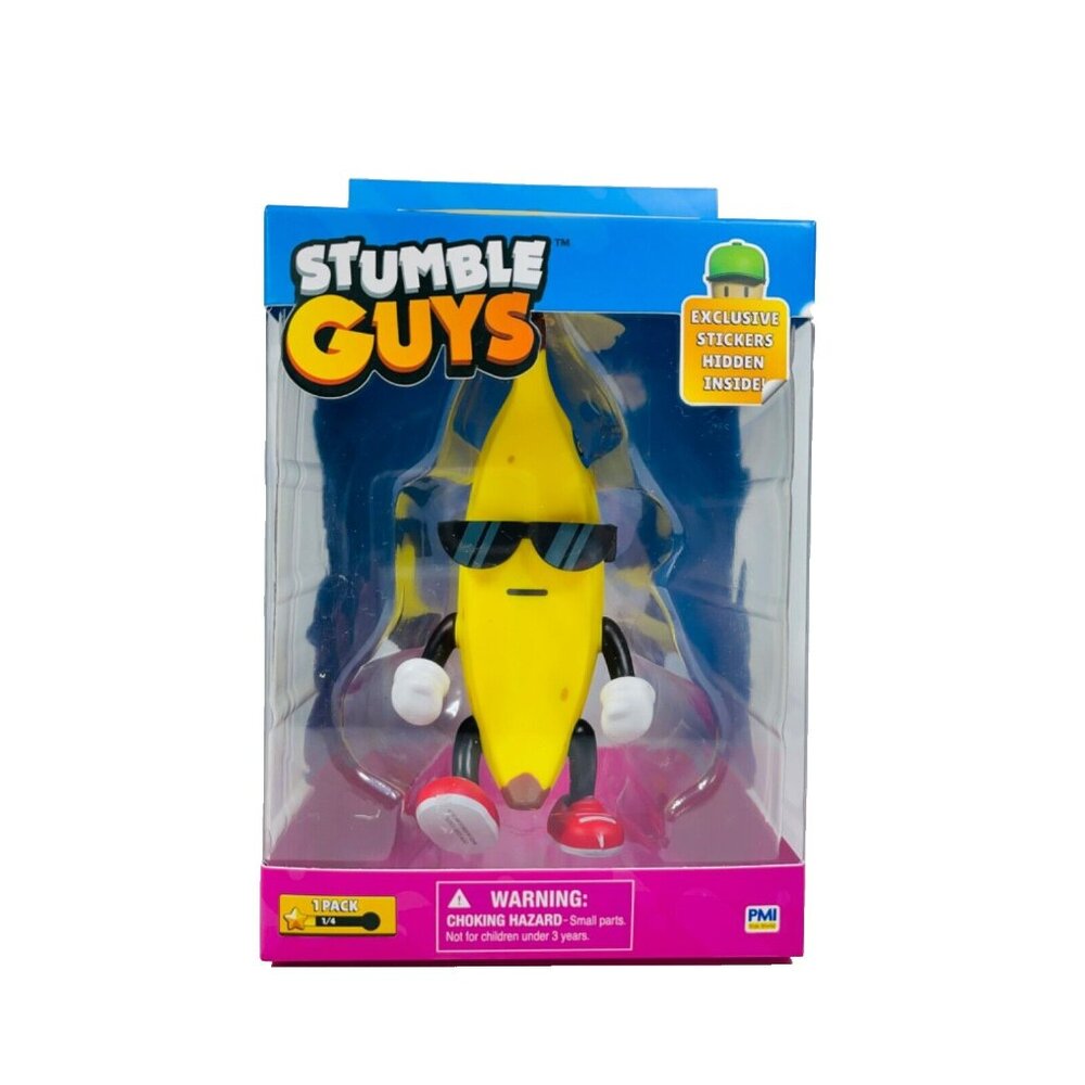 Stumble Guys Knockout Game 4.5" Banana Guy Action Figure & Exclusive Stickers